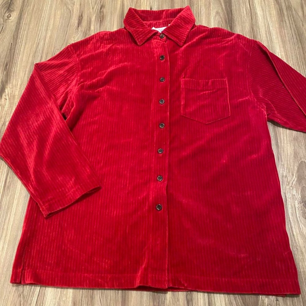 Red Corduroy Button Up Size Xl - image 1